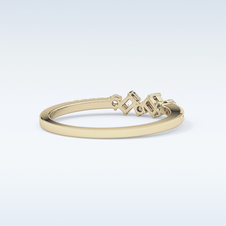 Beautiful Multi Stone Wedding Band with 0.3 CT Round & Emerald Cut Moissanite