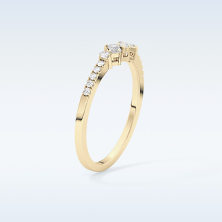 Beautiful Multi Stone Wedding Band with 0.3 CT Round & Emerald Cut Moissanite
