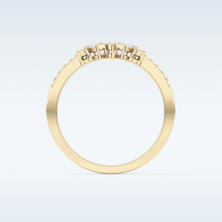 Beautiful Multi Stone Wedding Band with 0.3 CT Round & Emerald Cut Moissanite