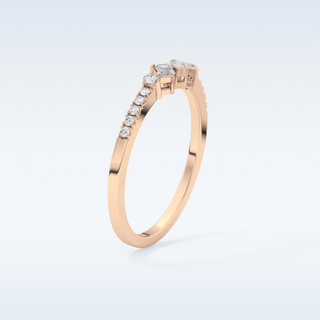 Beautiful Multi Stone Wedding Band with 0.3 CT Round & Emerald Cut Moissanite