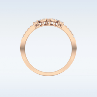 Beautiful Multi Stone Wedding Band with 0.3 CT Round & Emerald Cut Moissanite