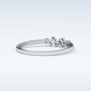 Beautiful Multi Stone Wedding Band with 0.3 CT Round & Emerald Cut Moissanite