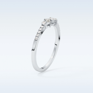Beautiful Multi Stone Wedding Band with 0.3 CT Round & Emerald Cut Moissanite