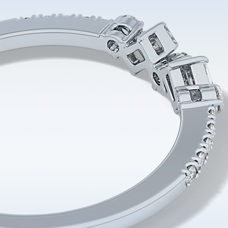 Beautiful Multi Stone Wedding Band with 0.3 CT Round & Emerald Cut Moissanite