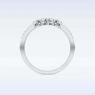 Beautiful Multi Stone Wedding Band with 0.3 CT Round & Emerald Cut Moissanite