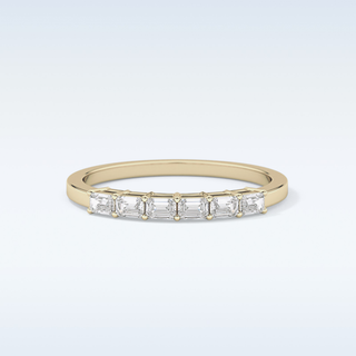 Beautiful Semi Pave Wedding Band with 0.42 CT Emerald Cut Moissanite
