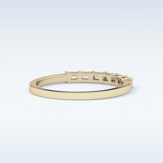 Beautiful Semi Pave Wedding Band with 0.42 CT Emerald Cut Moissanite