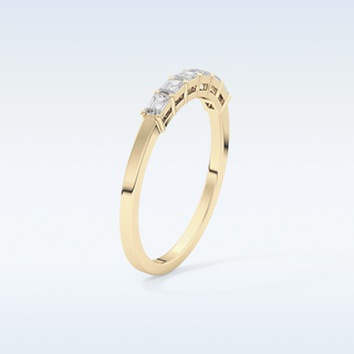 Beautiful Semi Pave Wedding Band with 0.42 CT Emerald Cut Moissanite