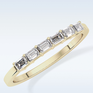 Beautiful Semi Pave Wedding Band with 0.42 CT Emerald Cut Moissanite