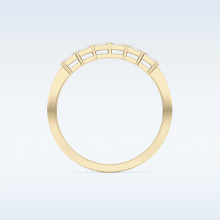 Beautiful Semi Pave Wedding Band with 0.42 CT Emerald Cut Moissanite