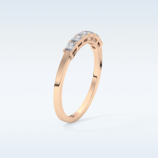 Beautiful Semi Pave Wedding Band with 0.42 CT Emerald Cut Moissanite