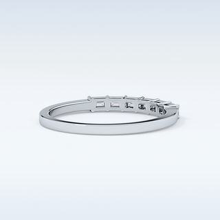 Beautiful Semi Pave Wedding Band with 0.42 CT Emerald Cut Moissanite