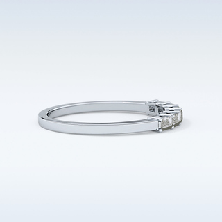 Beautiful Semi Pave Wedding Band with 0.42 CT Emerald Cut Moissanite