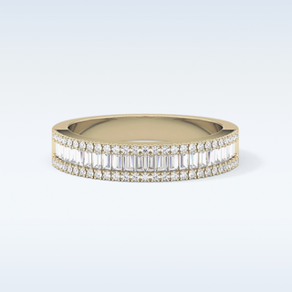 Beautiful Channel Wedding Band with 0.72 CT Round & Baguette Cut Moissanite