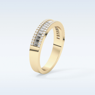 Beautiful Channel Wedding Band with 0.72 CT Round & Baguette Cut Moissanite