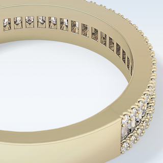 Beautiful Channel Wedding Band with 0.72 CT Round & Baguette Cut Moissanite