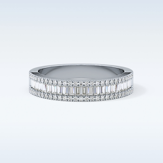 Beautiful Channel Wedding Band with 0.72 CT Round & Baguette Cut Moissanite