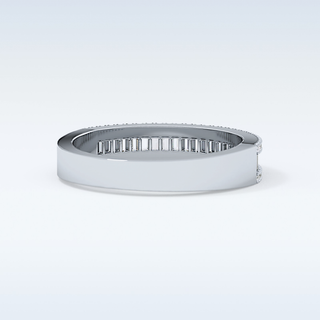Beautiful Channel Wedding Band with 0.72 CT Round & Baguette Cut Moissanite