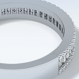 Beautiful Channel Wedding Band with 0.72 CT Round & Baguette Cut Moissanite