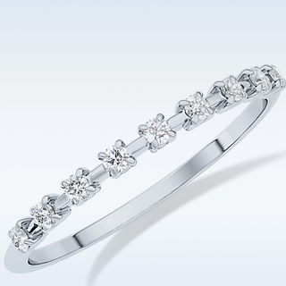 Beautiful Half Eternity Wedding Band with 0.17 CT Round Cut Moissanite