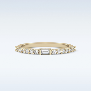 Beautiful Half Eternity Wedding Band with 0.36 CT Round & Baguette Cut Moissanite