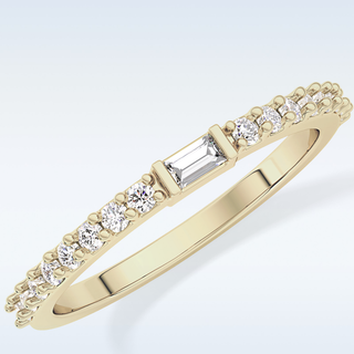 Beautiful Half Eternity Wedding Band with 0.36 CT Round & Baguette Cut Moissanite
