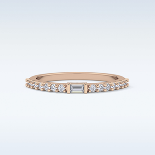 Beautiful Half Eternity Wedding Band with 0.36 CT Round & Baguette Cut Moissanite