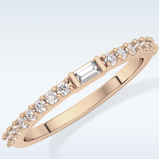 Beautiful Half Eternity Wedding Band with 0.36 CT Round & Baguette Cut Moissanite