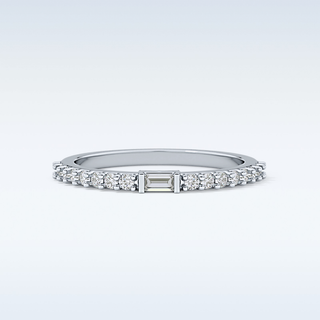 Beautiful Half Eternity Wedding Band with 0.36 CT Round & Baguette Cut Moissanite