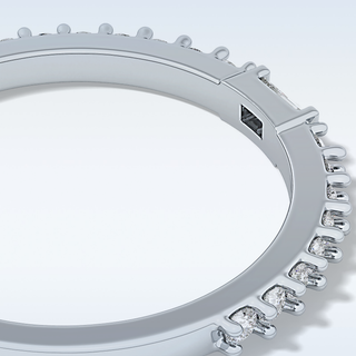 Beautiful Half Eternity Wedding Band with 0.36 CT Round & Baguette Cut Moissanite