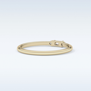 Beautiful Three Stones Wedding Band with 0.097 CT Round & Baguette Cut Moissanite
