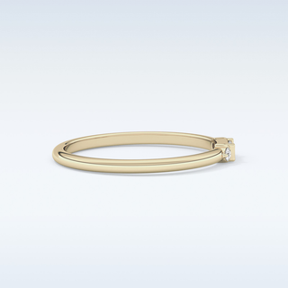 Beautiful Three Stones Wedding Band with 0.097 CT Round & Baguette Cut Moissanite