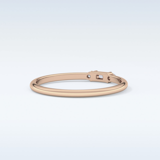 Beautiful Three Stones Wedding Band with 0.097 CT Round & Baguette Cut Moissanite