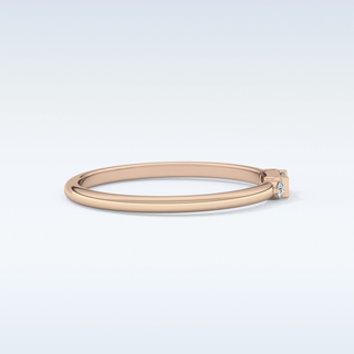 Beautiful Three Stones Wedding Band with 0.097 CT Round & Baguette Cut Moissanite