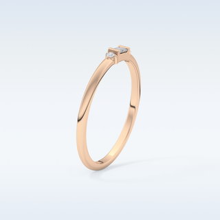 Beautiful Three Stones Wedding Band with 0.097 CT Round & Baguette Cut Moissanite