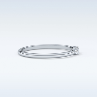 Beautiful Three Stones Wedding Band with 0.097 CT Round & Baguette Cut Moissanite