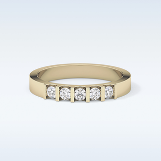 Beautiful 5 Stones Wedding Band with 0.37 CT Round Cut Moissanite