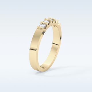 Beautiful 5 Stones Wedding Band with 0.37 CT Round Cut Moissanite