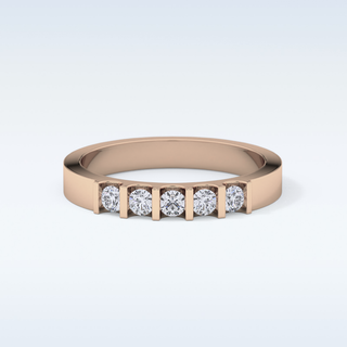 Beautiful 5 Stones Wedding Band with 0.37 CT Round Cut Moissanite