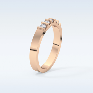 Beautiful 5 Stones Wedding Band with 0.37 CT Round Cut Moissanite