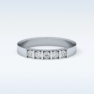 Beautiful 5 Stones Wedding Band with 0.37 CT Round Cut Moissanite