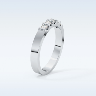 Beautiful 5 Stones Wedding Band with 0.37 CT Round Cut Moissanite