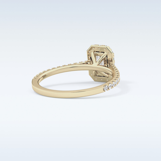 0.56 CT Halo & Pave Engagement Ring Featuring Emerald Moissanite