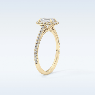 0.56 CT Halo & Pave Engagement Ring Featuring Emerald Moissanite