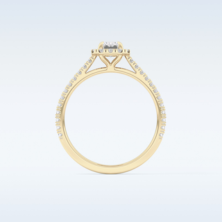 0.56 CT Halo & Pave Engagement Ring Featuring Emerald Moissanite