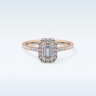 0.56 CT Halo & Pave Engagement Ring Featuring Emerald Moissanite