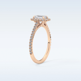 0.56 CT Halo & Pave Engagement Ring Featuring Emerald Moissanite