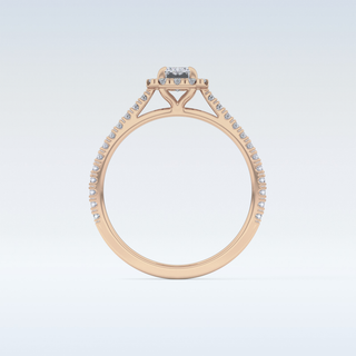 0.56 CT Halo & Pave Engagement Ring Featuring Emerald Moissanite