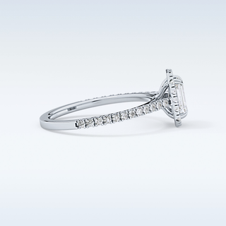 0.56 CT Halo & Pave Engagement Ring Featuring Emerald Moissanite
