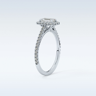 0.56 CT Halo & Pave Engagement Ring Featuring Emerald Moissanite